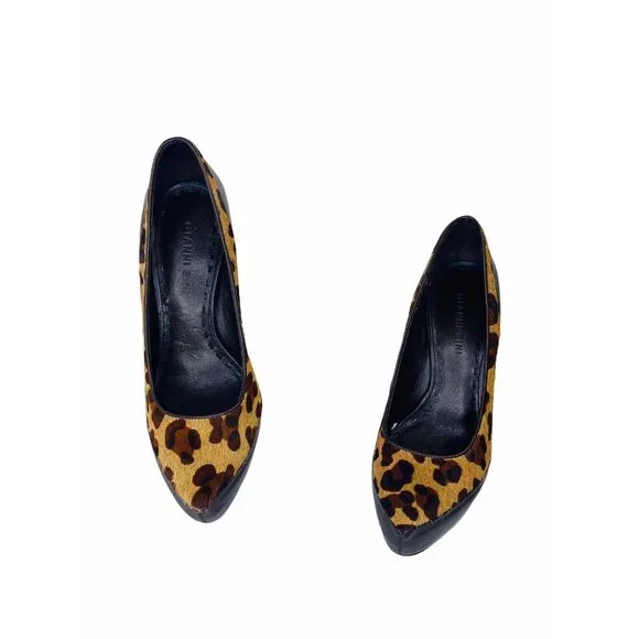 Gianni Bini Leopard Platform Heels Real Calf Hair & Leather 7.5M excellent! - Picture 7 of 10